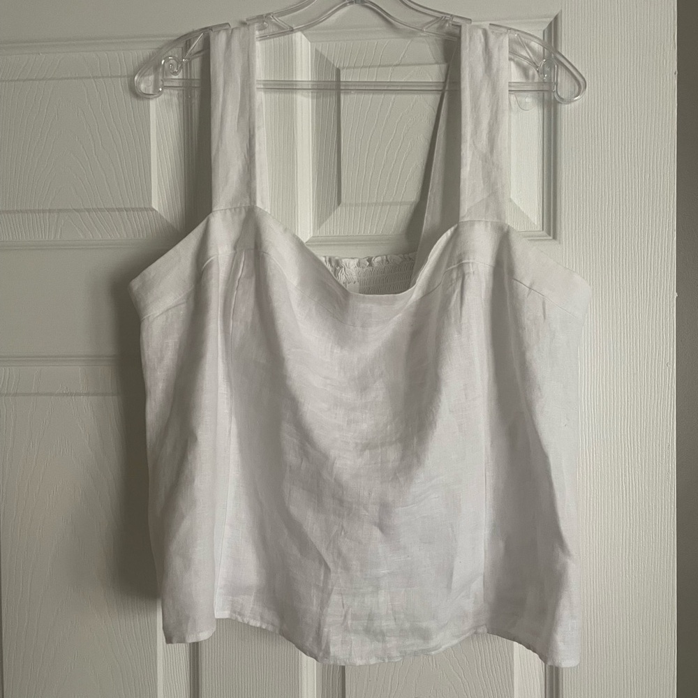 Quince 100% European Linen Fitted Tank in white XL like new condition